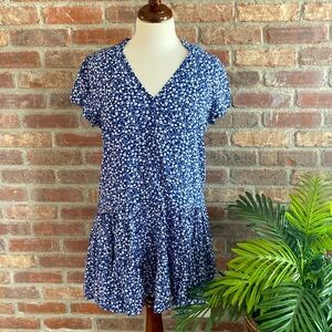 Mi Ami small rayon blue with white delicate flower dress